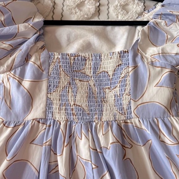 NWT A New Day Puff Sleeve Blue & Cream Floral Maxi Dress Size Small - Picture 5 of 8